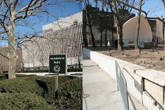 Damrosch Park before the Fashion Week destruction in March 2010, and then in March 2011